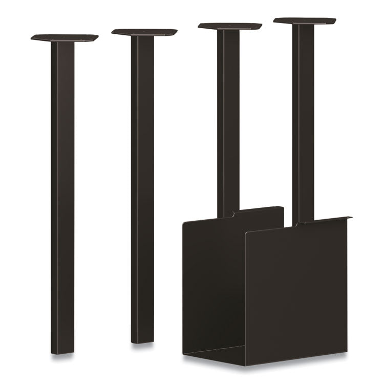 Coze Desk Post Legs with Pencil Storage, 5.75" x 28", Black, 4 Legs