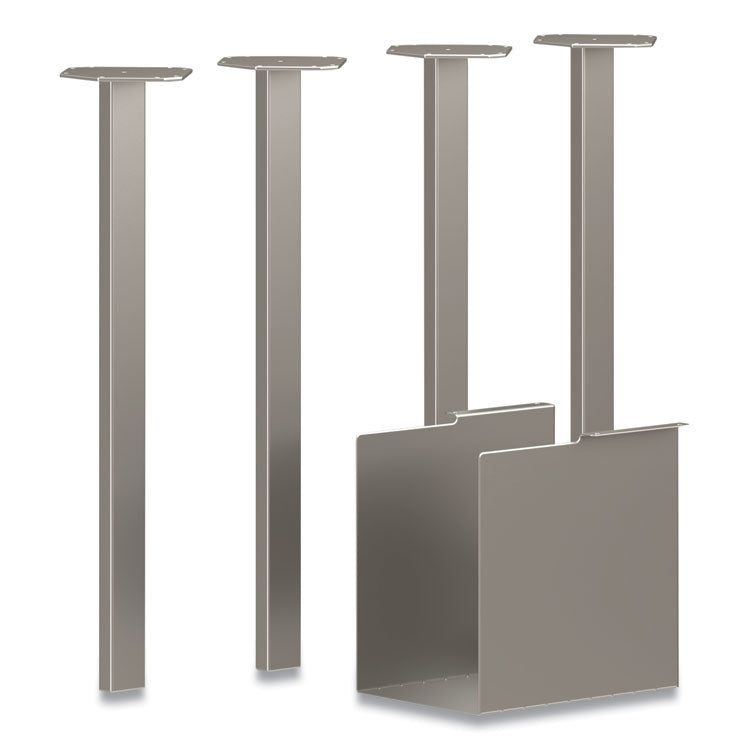 Coze Writing Desk Post Legs with Pencil Storage, 5.75" x 28", Silver, 4 Legs