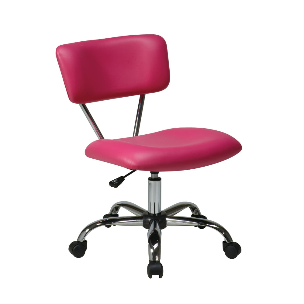 Office Star Avenue Six Vista Task Chair, Vinyl, Pink/Silver