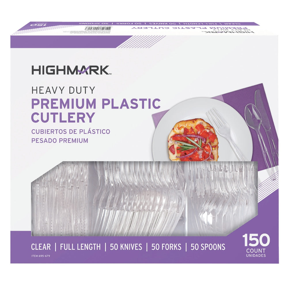 Highmark Heavy-Duty Plastic Cutlery, Premium, Clear, Pack Of 150 Utensils