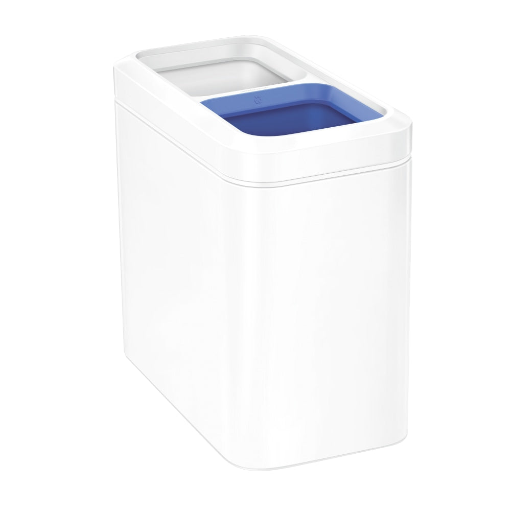 simplehuman 20-25L Slim Open Can, 15-1/4inH x 8-3/4inW x 16-3/4inD, White Steel