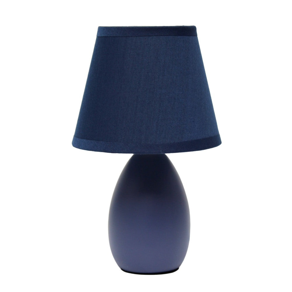 Creekwood Home Nauru Petite Ceramic Oblong Table Lamp, 9-7/16inH, Blue Shade/Blue Base