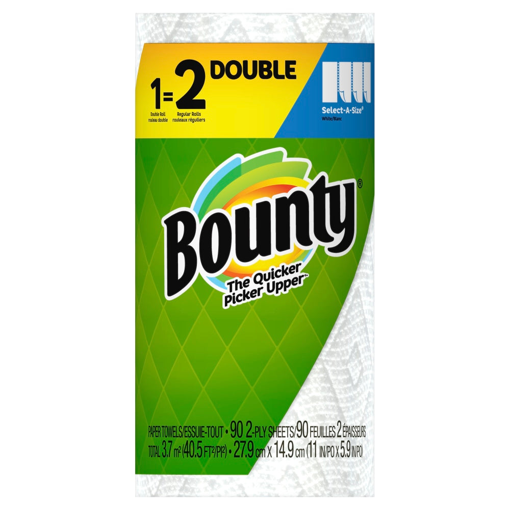 Bounty Select-A-Size 2 Ply Paper Towels, Double Roll, White, 90 Sheets Per Roll,  1 Count, 24 per case