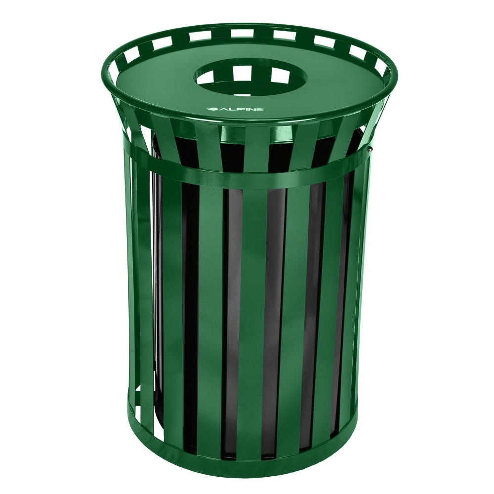 Alpine Industries Outdoor Metal Waste Receptacle, 38 Gallons, Green