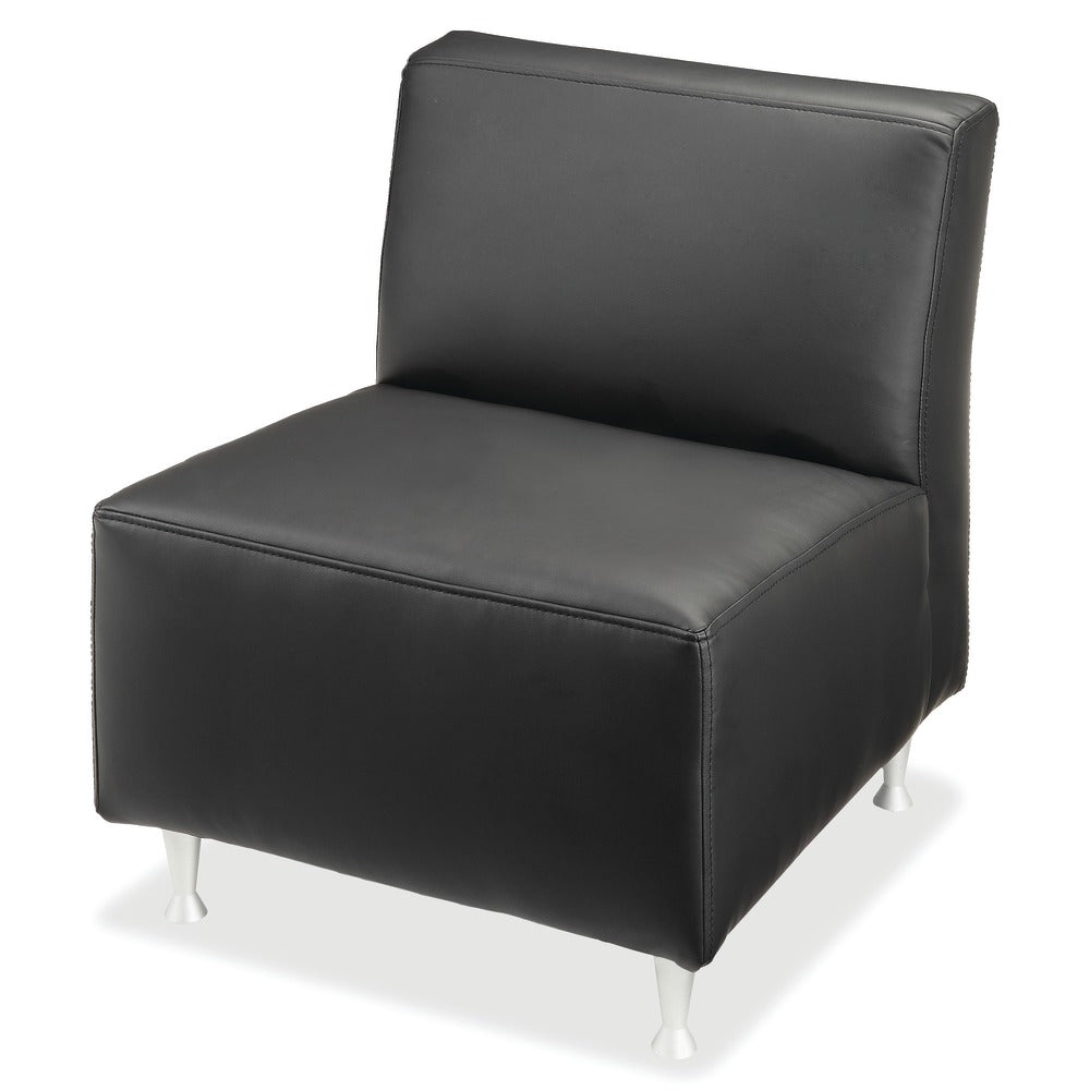 Lorell Fuze Modular Bonded Leather Armless Lounge Chair, Black