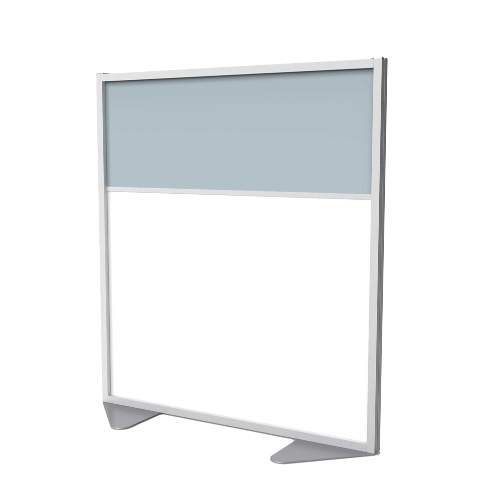 Ghent Floor Partition With Aluminum Frame, 53-7/8inH x 48inW x 2inD, White/Silver