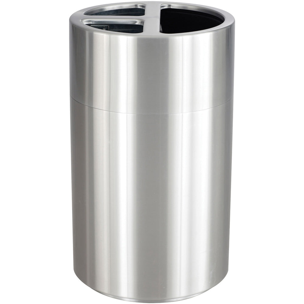Safco Triple Recycling Receptacle - 40 gal Capacity - Removable Lid, Durable, Long Lasting - 34in Height x 20in Diameter - Aluminum - Stainless Steel - 1 Each