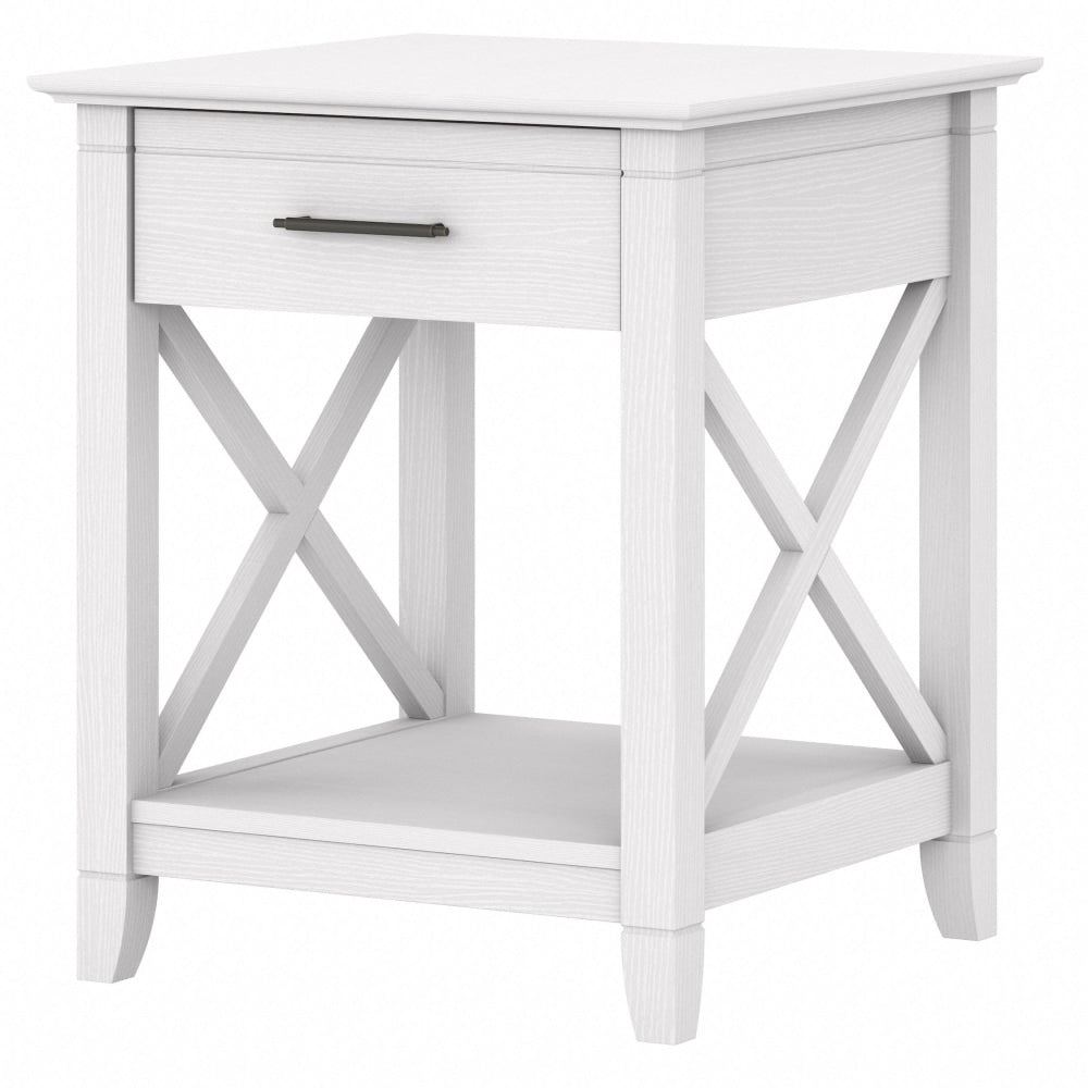 Bush Furniture Key West End Table With Storage, 24inH x 20inW x 20inD, Pure White Oak, Standard Delivery