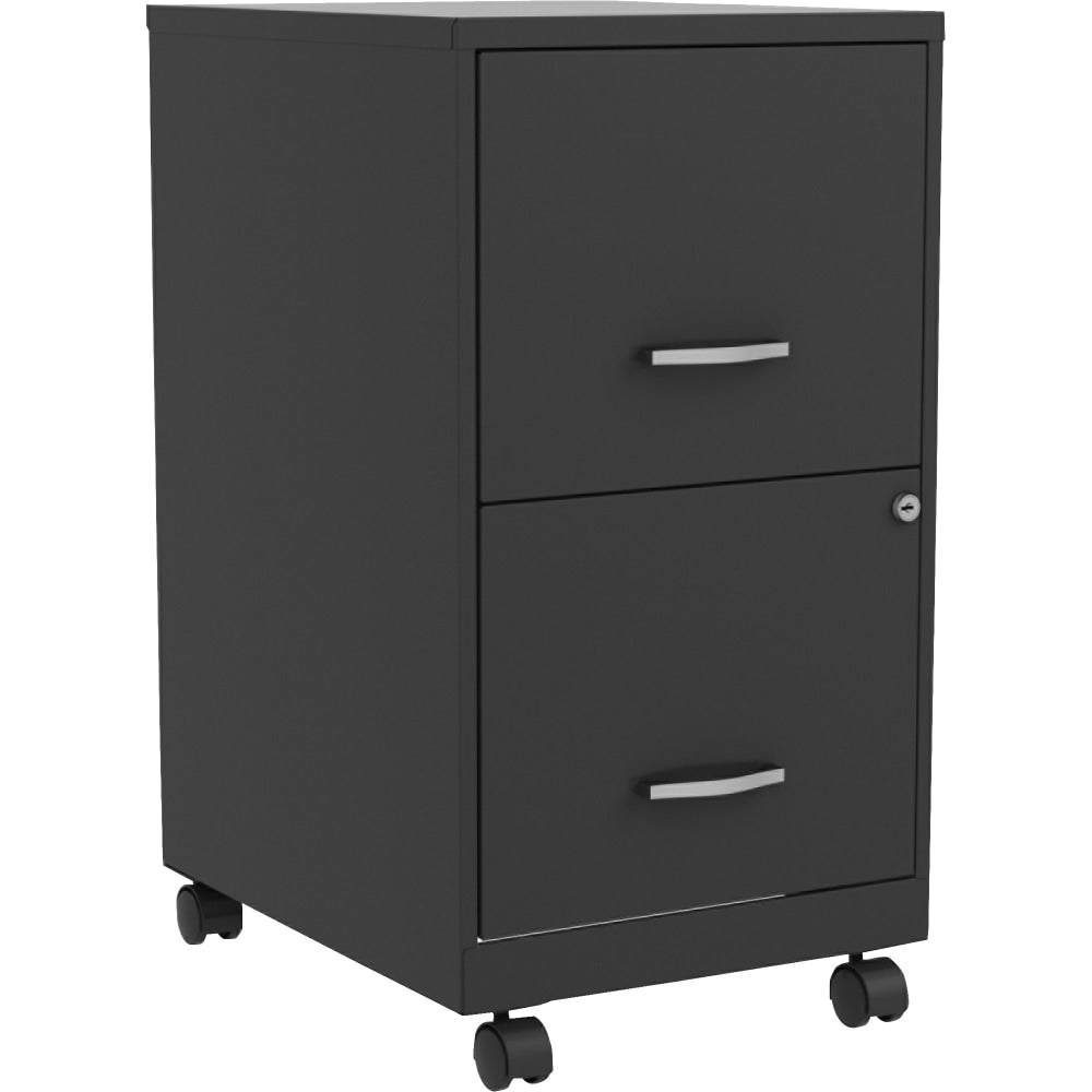 NuSparc 18in 2-Drawer Steel Mobile File Cabinet, Black, 1 Each