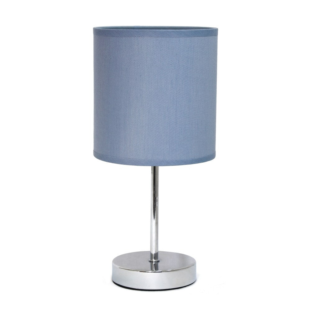 Creekwood Home Nauru Petite Metal Stick Table Lamp, 11-7/8inH, Purple Shade/Chrome Base