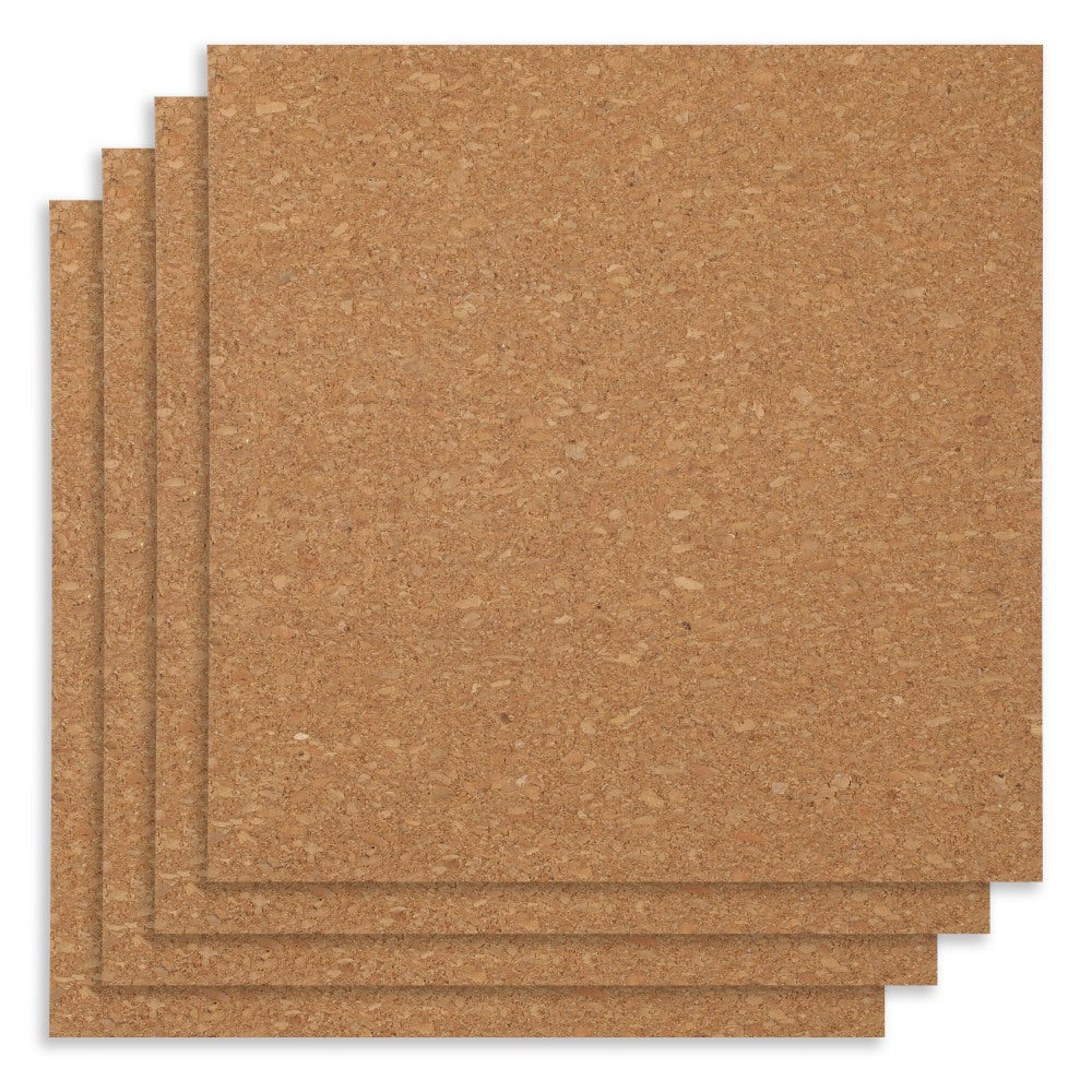 Office Depot Brand Cork Wall Tiles, 12in x 12in, Pack Of 4 Tiles
