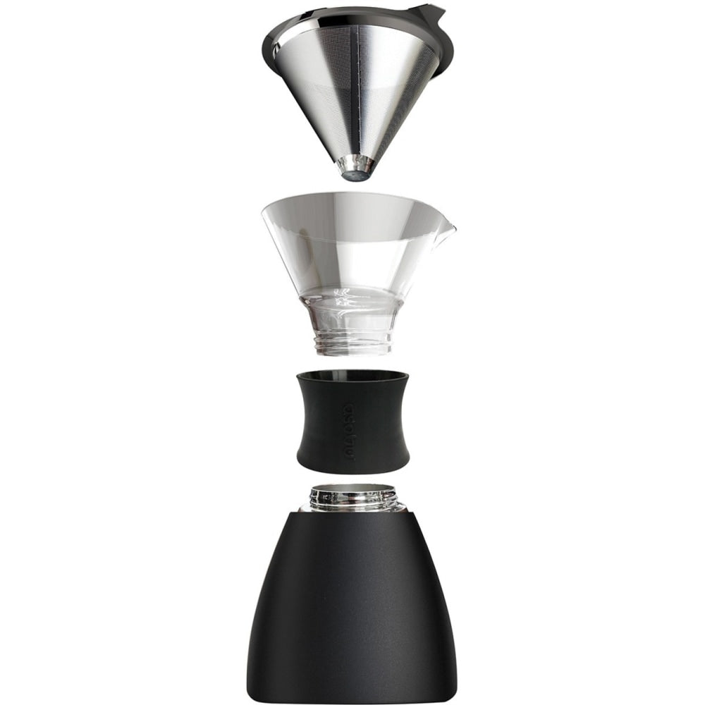 asobu Insulated Pour-over Coffee Maker (Black) - Coffee - Black, Silver - Stainless Steel, Borosilicate Glass Body
