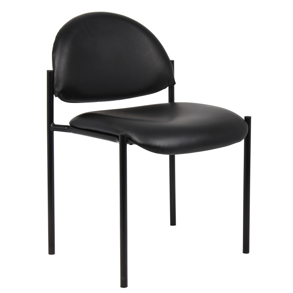 Boss Office Products Padded Stacking Chair, Caressoft Vinyl, Black