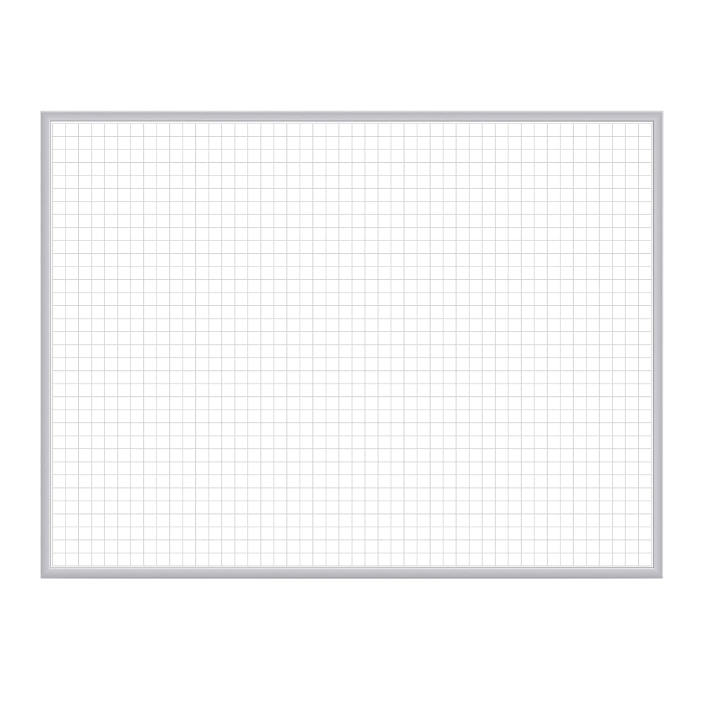 Ghent 1in x 1in Grid Magnetic Dry-Erase Whiteboard, 36in x 48in, Aluminum Frame With Satin Silver Finish