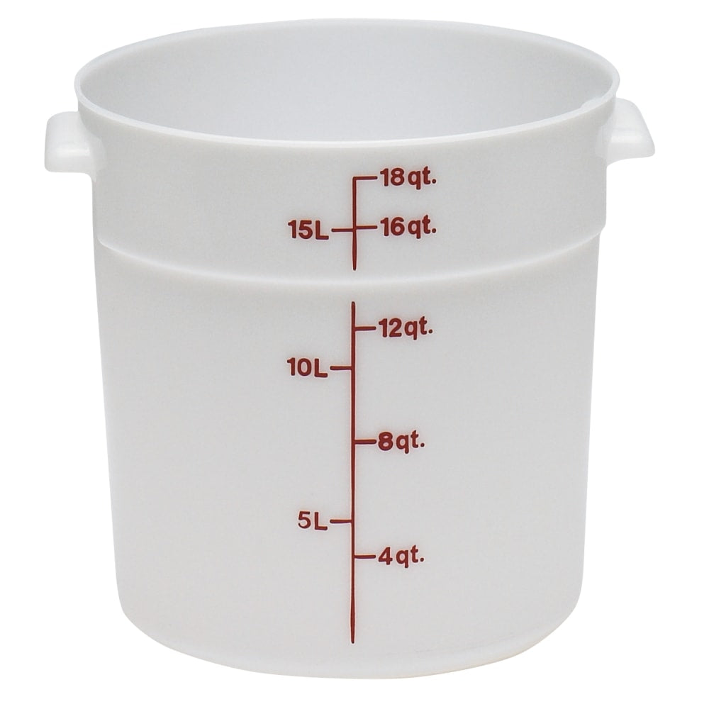 Cambro Poly Round Food Storage Containers, 18 Qt, White, Pack Of 6 Containers