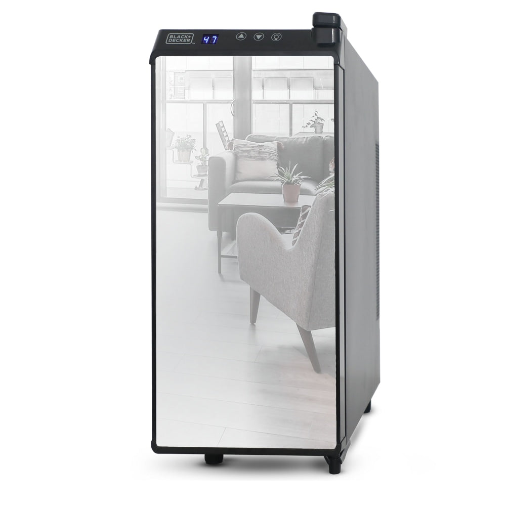 Black+Decker Wine Cellar, 12-Bottle, Mirrored/Black