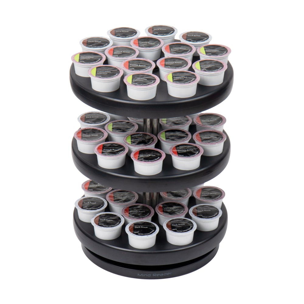 Mind Reader 3-Tier Single Serve Pod Carousel, 11-3/4in H x 9-1/2in W x 9-1/2in L Black