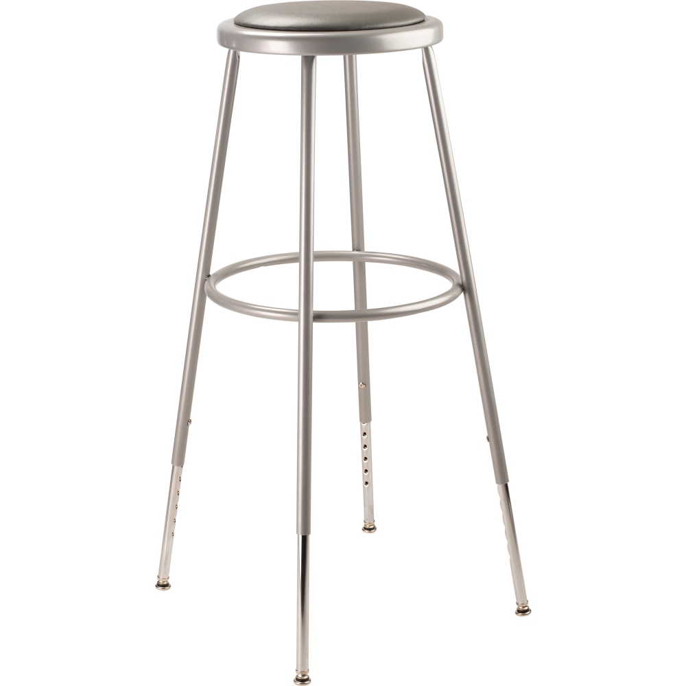 National Public Seating Adjustable Vinyl-Padded Task Stool, 30 1/2in - 38 1/2inH, Gray