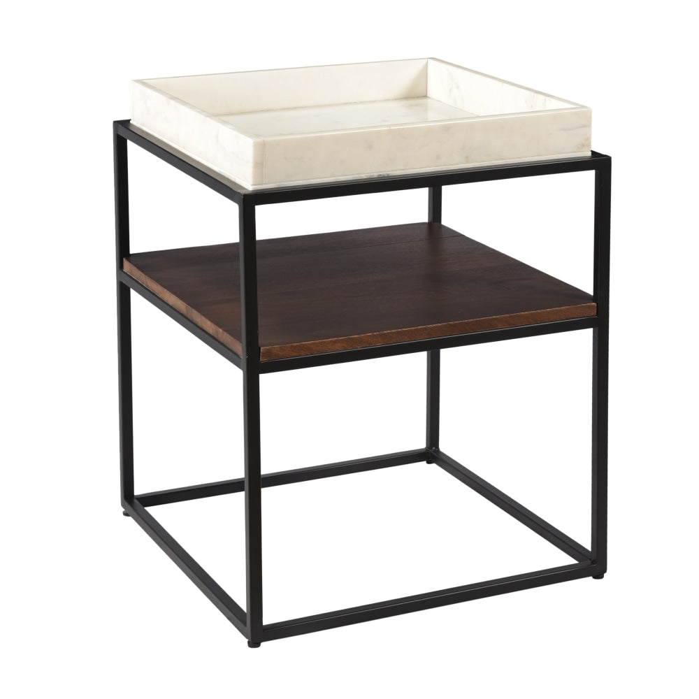 Coast to Coast Easton Accent Table, 23inH x 18inW x 18inD, Peabody Walnut Brown/White