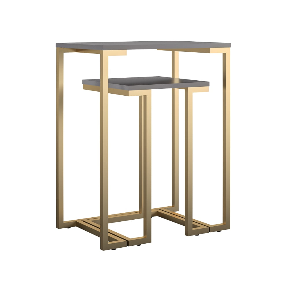 Ameriwood Home Camila Nesting Tables, 30inH x 23-5/8inW x 15-3/4inD, Gold/Gray, Set Of 2 Tables