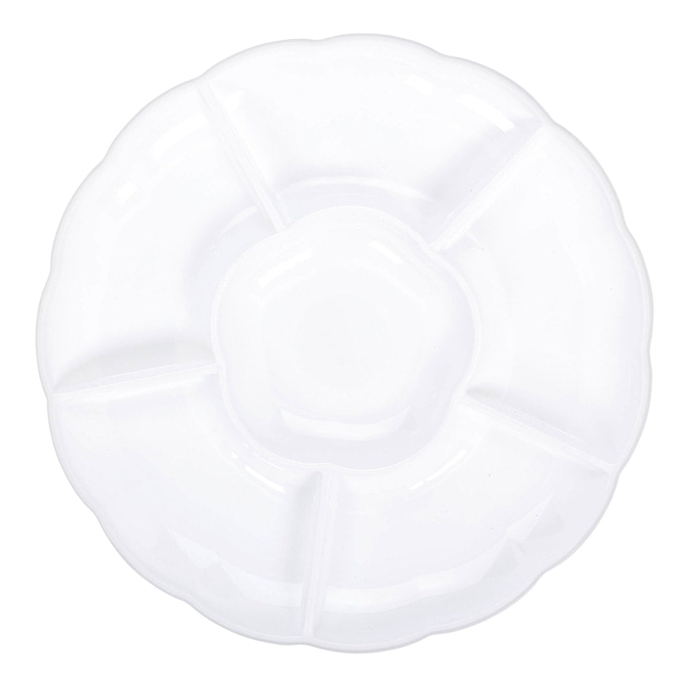 Amscan Scalloped Sectional Chip N Dip Trays, 15in, White, Pack Of 3 Trays