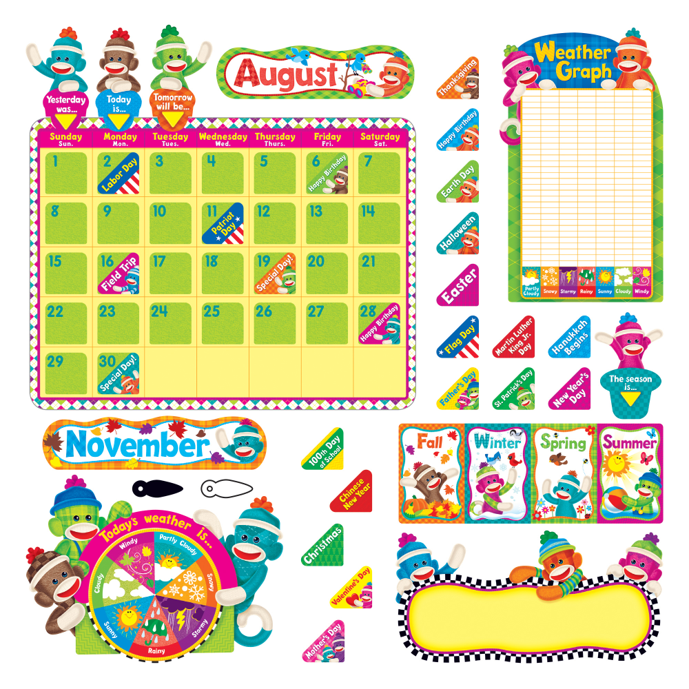 TREND Sock Monkeys Calendar Set, 17 1/2in x 23in, Multicolor
