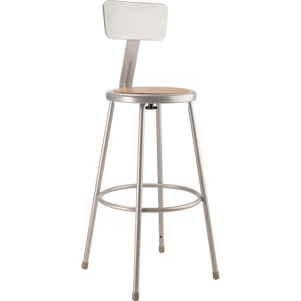 National Public Seating Hardboard Stool With Back, 30inH, Gray
