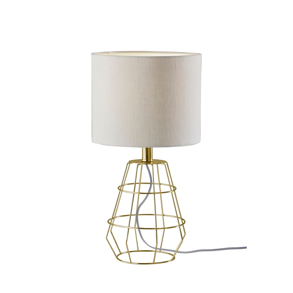Adesso Simplee Victor Table Lamp, 19inH, Antique Brass/Off-White