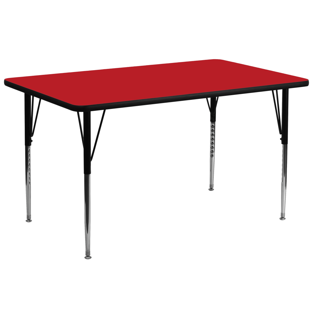 Flash Furniture 30inW Rectangular Height-Adjustable Activity Table, Red