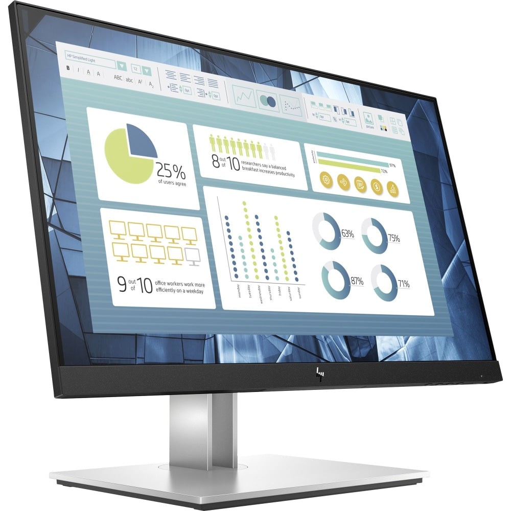 HP E22 G4 22in Class Full HD LCD Monitor - 16:9 - Black, Silver - 21.5in Viewable - In-plane Switching (IPS) Technology - LED Backlight - 1920 x 1080 - 250 Nit Typical - 5 ms - On/Off (with OD) Refresh Rate - HDMI - VGA - DisplayPort