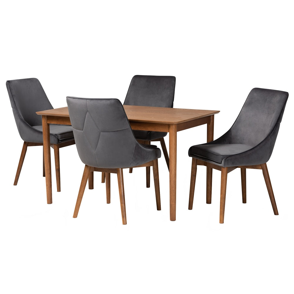 Baxton Studio Gilmore 5-Piece Dining Set, Gray/Walnut