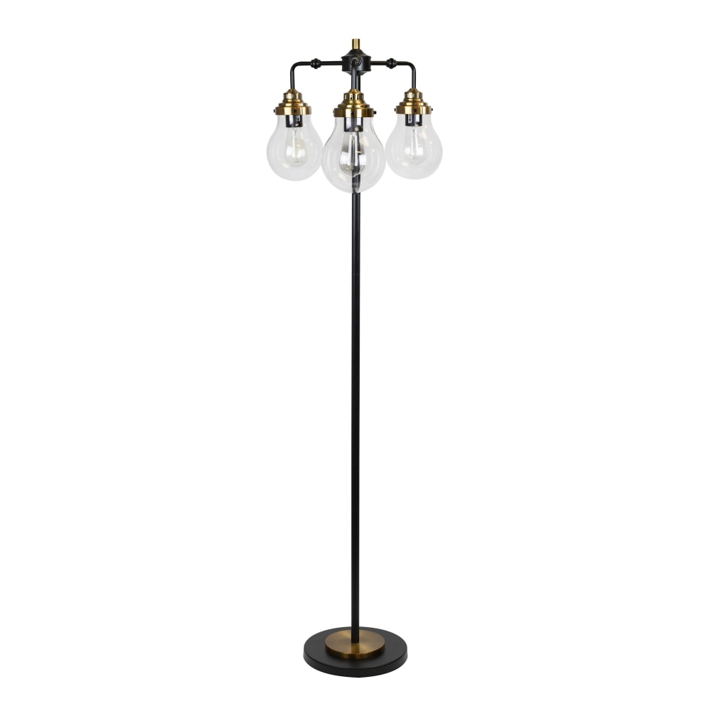 LumiSource Sherlock Floor Lamp, 64-1/2inH, Dark Copper Brass/Matte Black