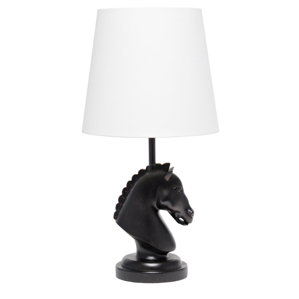 Simple Designs Decorative Chess Horse Table Lamp, 17-1/4inH, White/Black