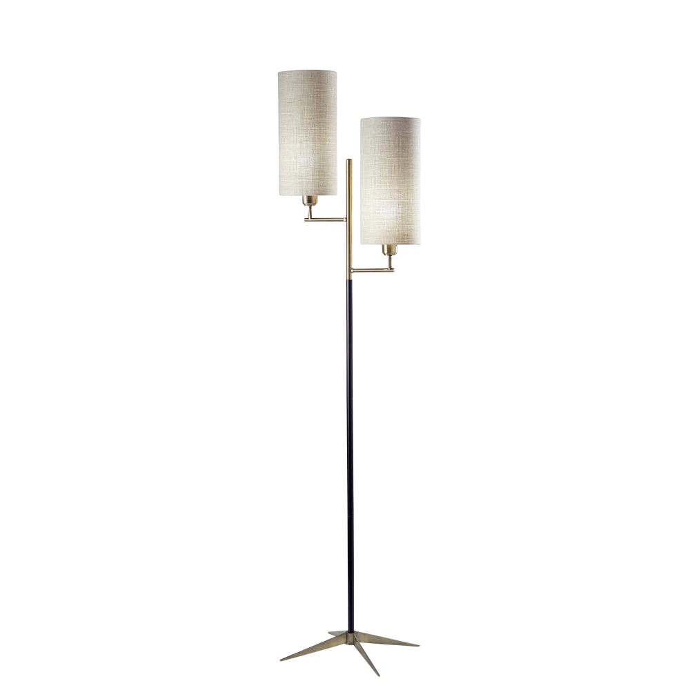 Adesso Davis Floor Lamp, 69-3/4inH, Matte Black/Antique Brass