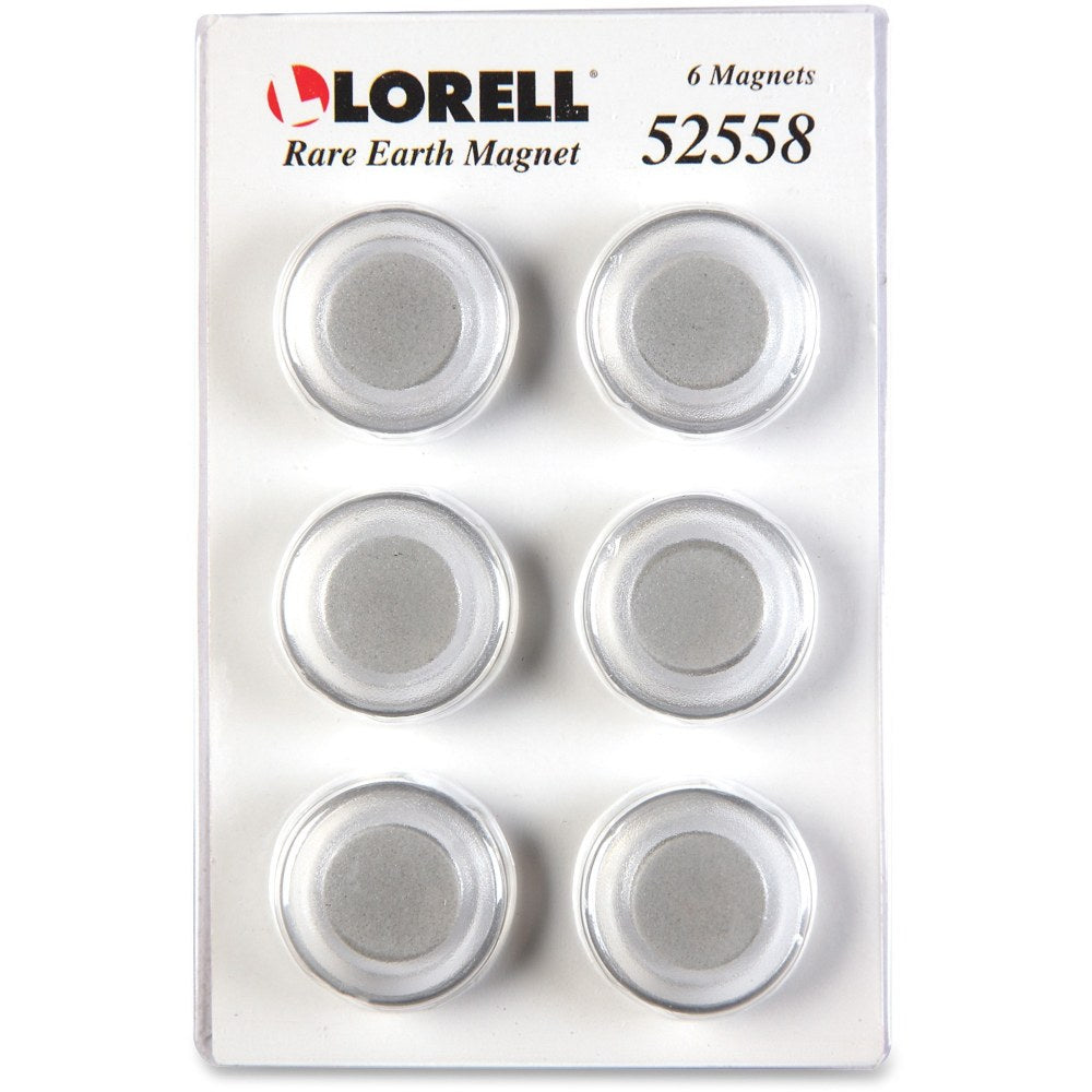 Lorell Round Cap Rare Earth Magnets - 1.2in Diameter - Round - 6 / Pack - Clear