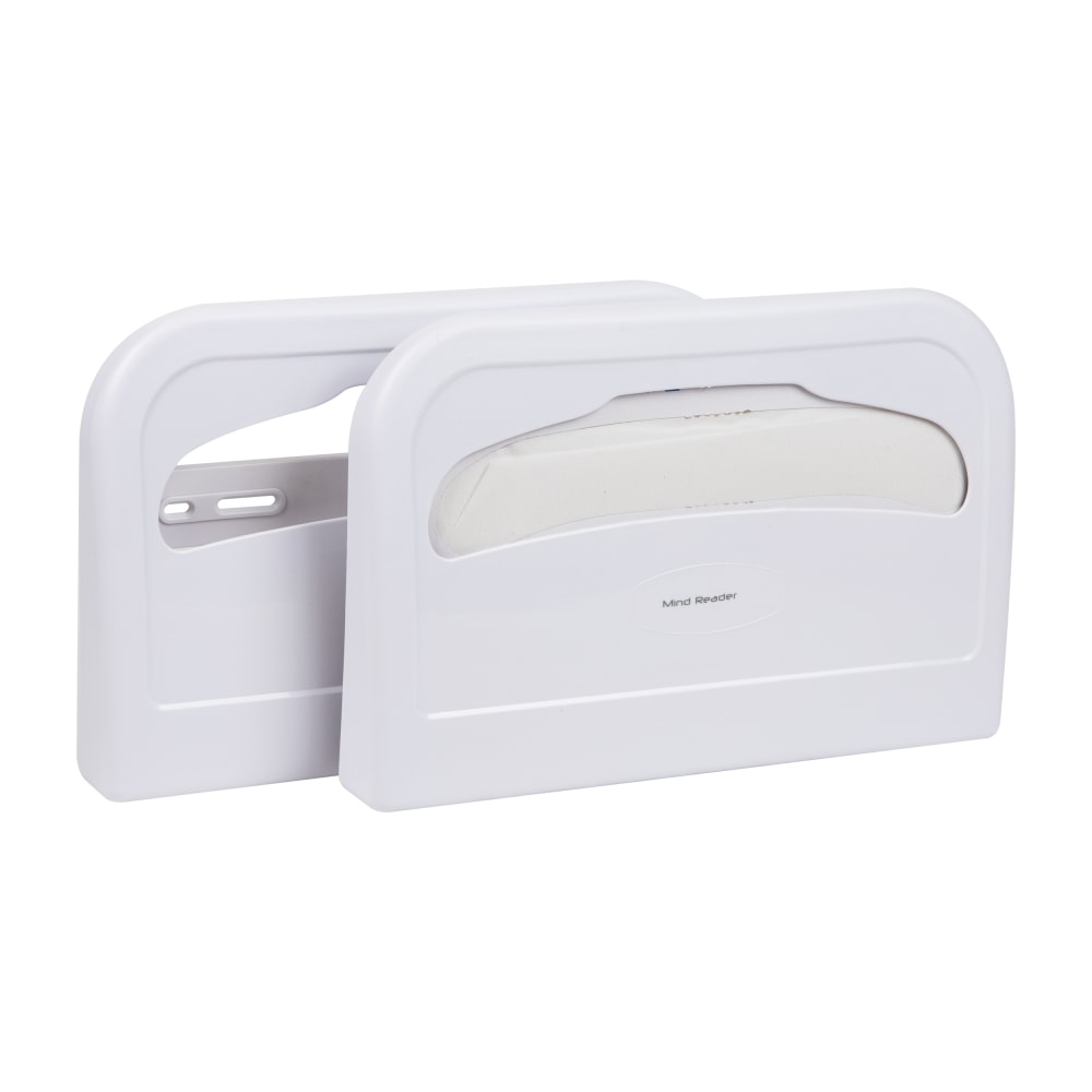 Mind Reader Plastic Wall Mounted Toilet Seat Cover Dispensers, 2inH x 11-1/4inW x 16-1/2inL, White, Set Of 2 Dispensers