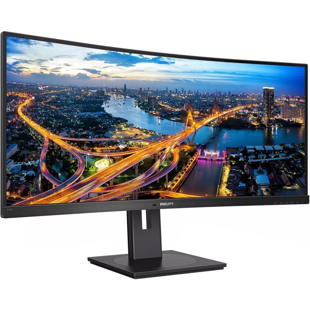 Philips Ultrawide 346B1C 34in WQHD Curved Screen WLED LCD Monitor - 21:9 - Textured Black - 34in Class - Vertical Alignment (VA) - 3440 x 1440 - 16.7 Million Colors - Adaptive Sync - 300 Nit - 4 ms - 100 Hz Refresh Rate