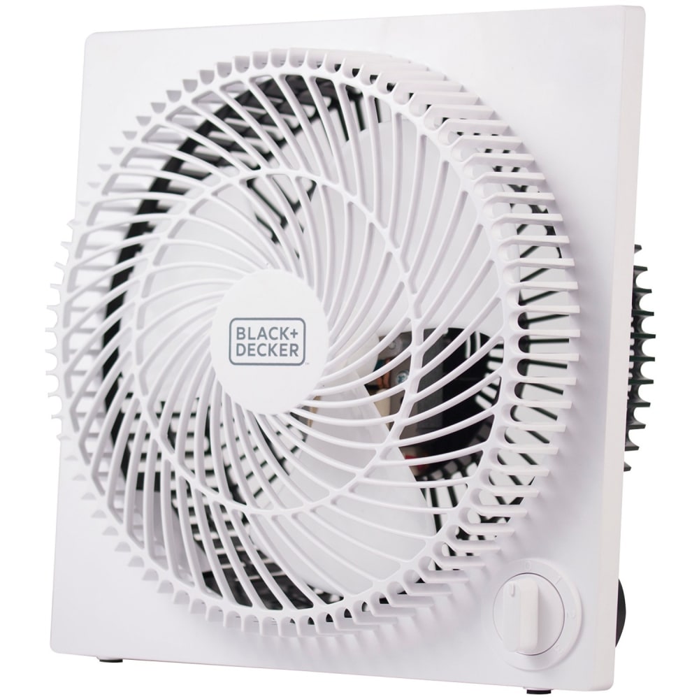 Black+Decker 9 In. Frameless Tabletop Box Fan - 228.6 mm Diameter - 3 Speed - Self-standing - 10.9in Height x 10.9in Width x 4.3in Depth - White