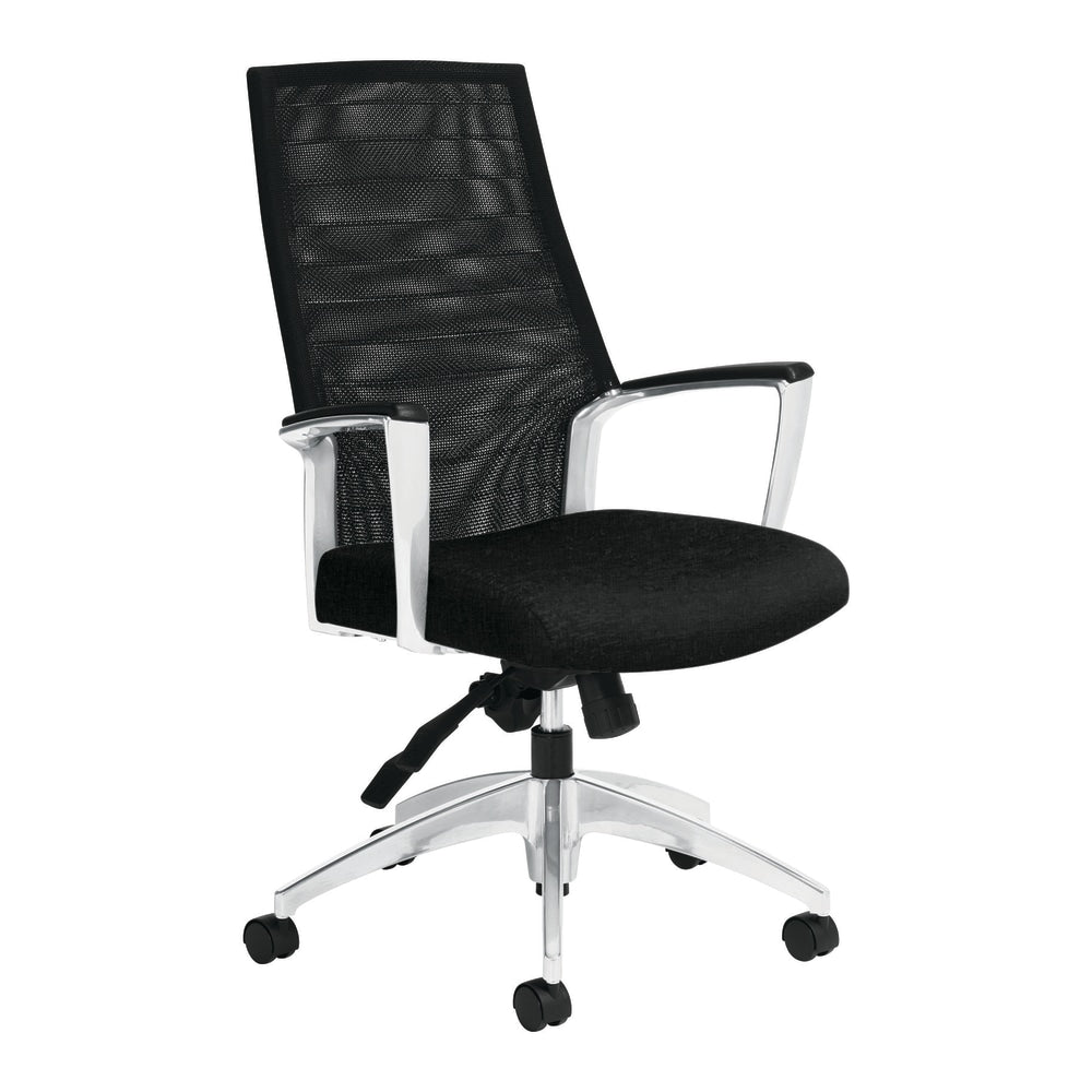 Global Accord High-Back Tilter Chair, 44inH x 25inW x 25inD, Black Coal/Silver