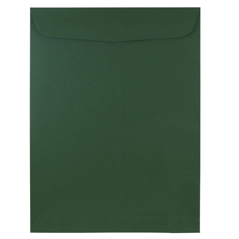 JAM Paper Open-End 9in x 12in Envelopes, Gummed Seal, Dark Green, Pack Of 25 Envelopes