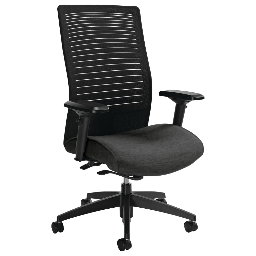 Global Loover High-Back Weight-Sensing Synchro Chair, 42inH x 25 1/2inW x 24inD, Granite Rock/Black