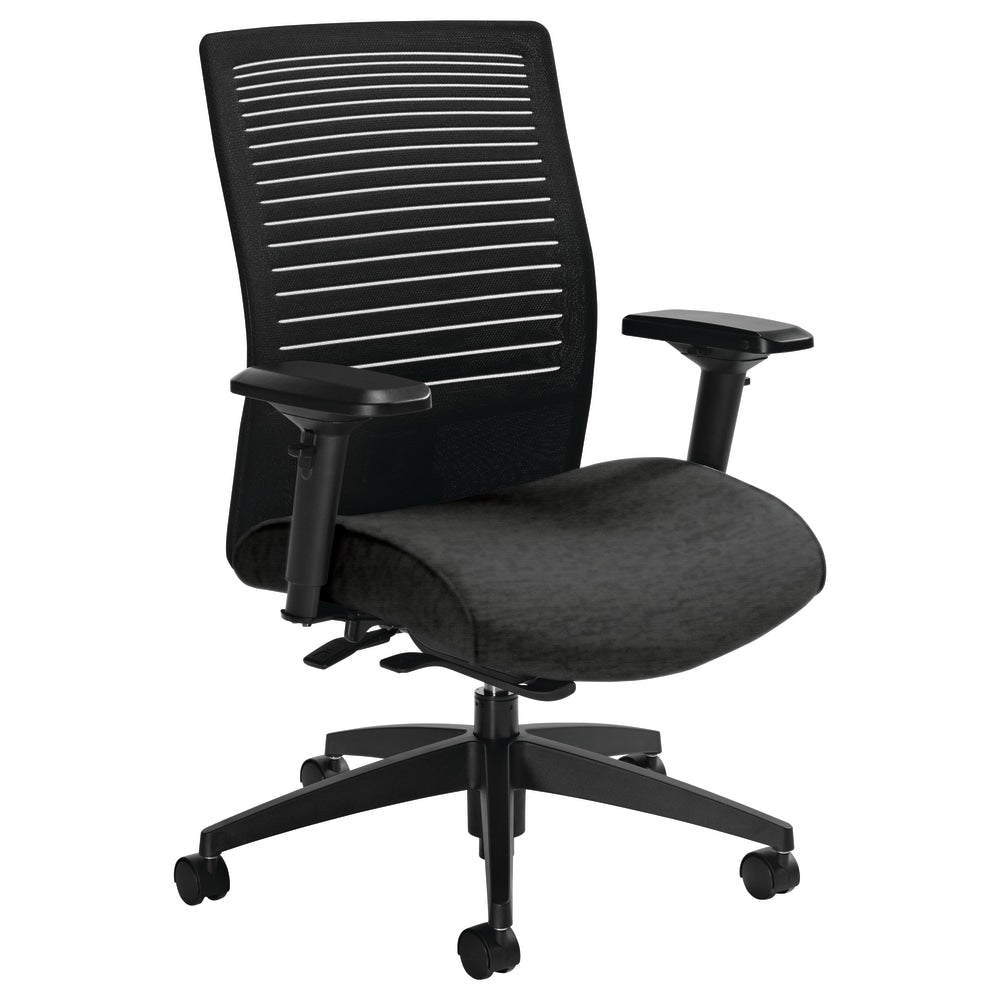 Global Loover Mid-Back Weight-Sensing Synchro Chair, 39inH x 25 1/2inW x 24inD, Granite Rock/Black