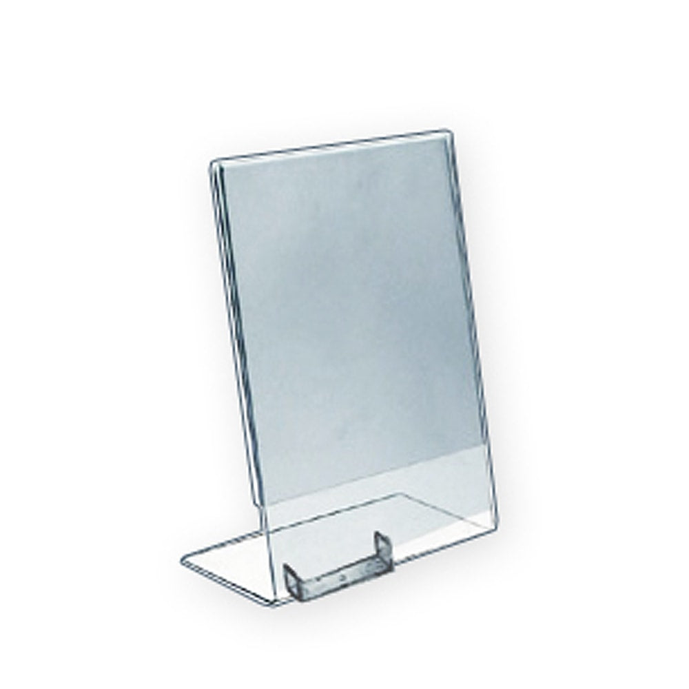 Azar Displays L-Shaped Acrylic Sign Holders With Attached Business Card Pockets, 11in x 8 1/2in, Clear, Pack Of 10
