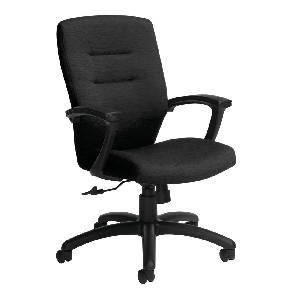 Global Synopsis Mid-Back Chair, 39 1/2inH x 24 1/2inW x 26 1/2inD, Black Coal/Black