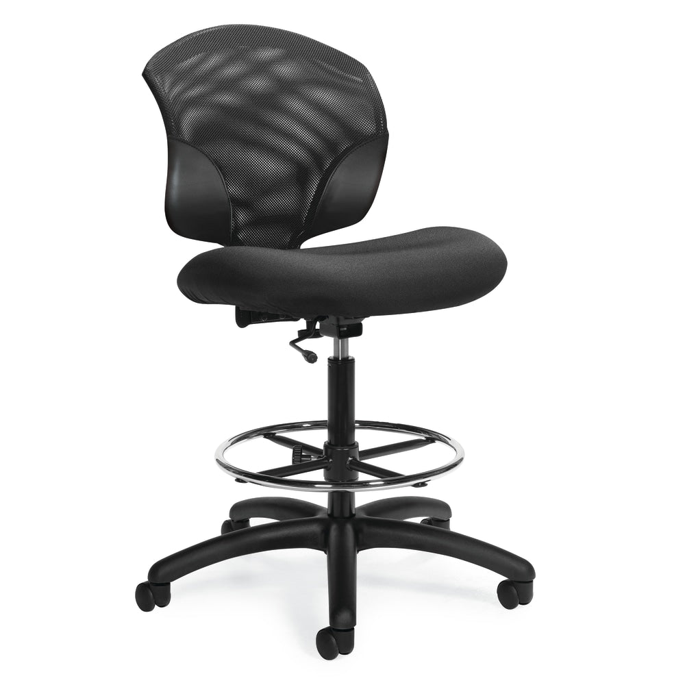 Global Tye Low Back Adjustable Height Stool, Armless, 44 1/2inH x 25inW x 26inD, Ebony/Black