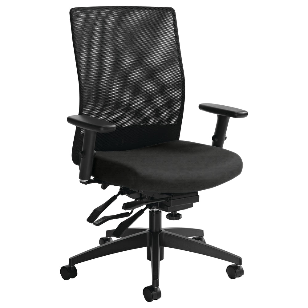 Global Weev Mid-Back Tilter Chair, 39inH x 25inW x 24inD, Granite Rock/Black