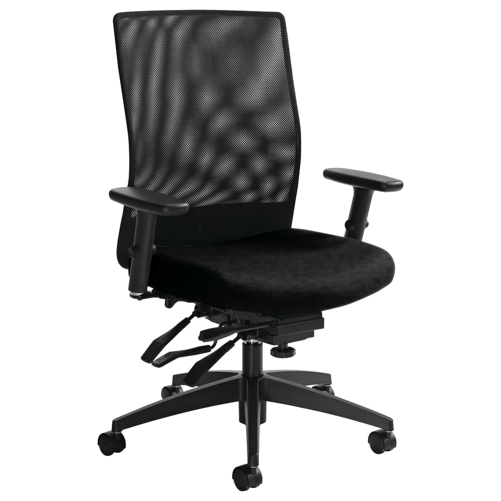 Global Weev Mid-Back Chair, 39inH x 25inW x 24inD, Black Coal/Black