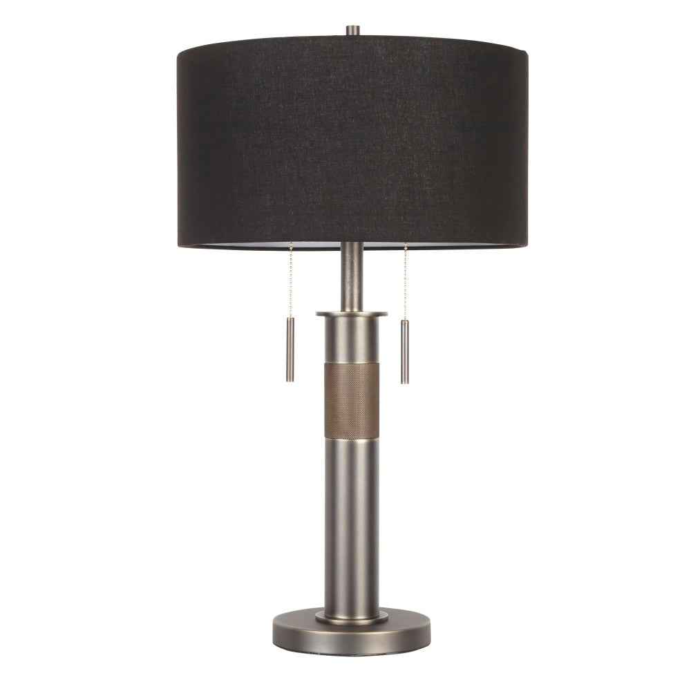 LumiSource Trophy Table Lamp, 26-1/2inH, Black Shade/Gunmetal Base