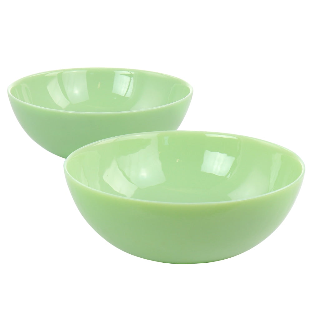 Martha Stewart Jadeite Glass 2-Piece Serving Bowl Set, 8in, Jade Green