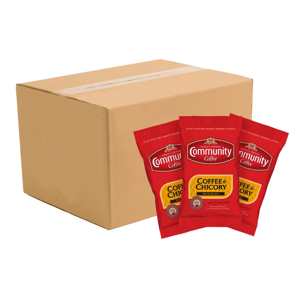 Community Coffee Arabica Single-Serve Coffee Packets, Chicory, Medium Dark Roast, Carton Of 20